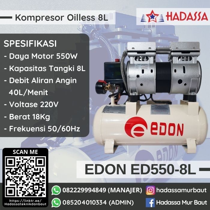 Kompresor Oilless 8L Edon ED550-8L