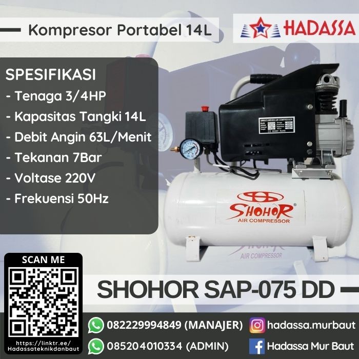 Kompresor Portabel 14L Shohor SAP-075 DD