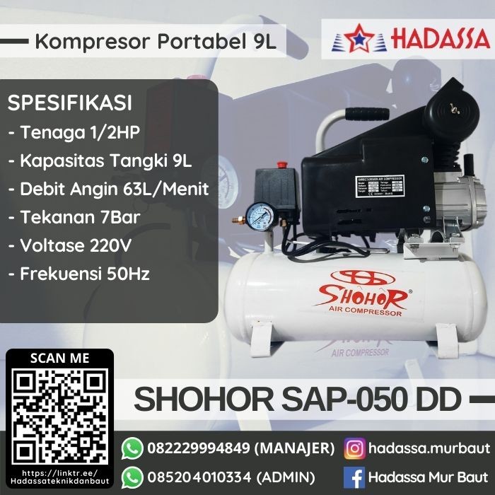 Kompresor Portabel 9L Shohor SAP-050 DD