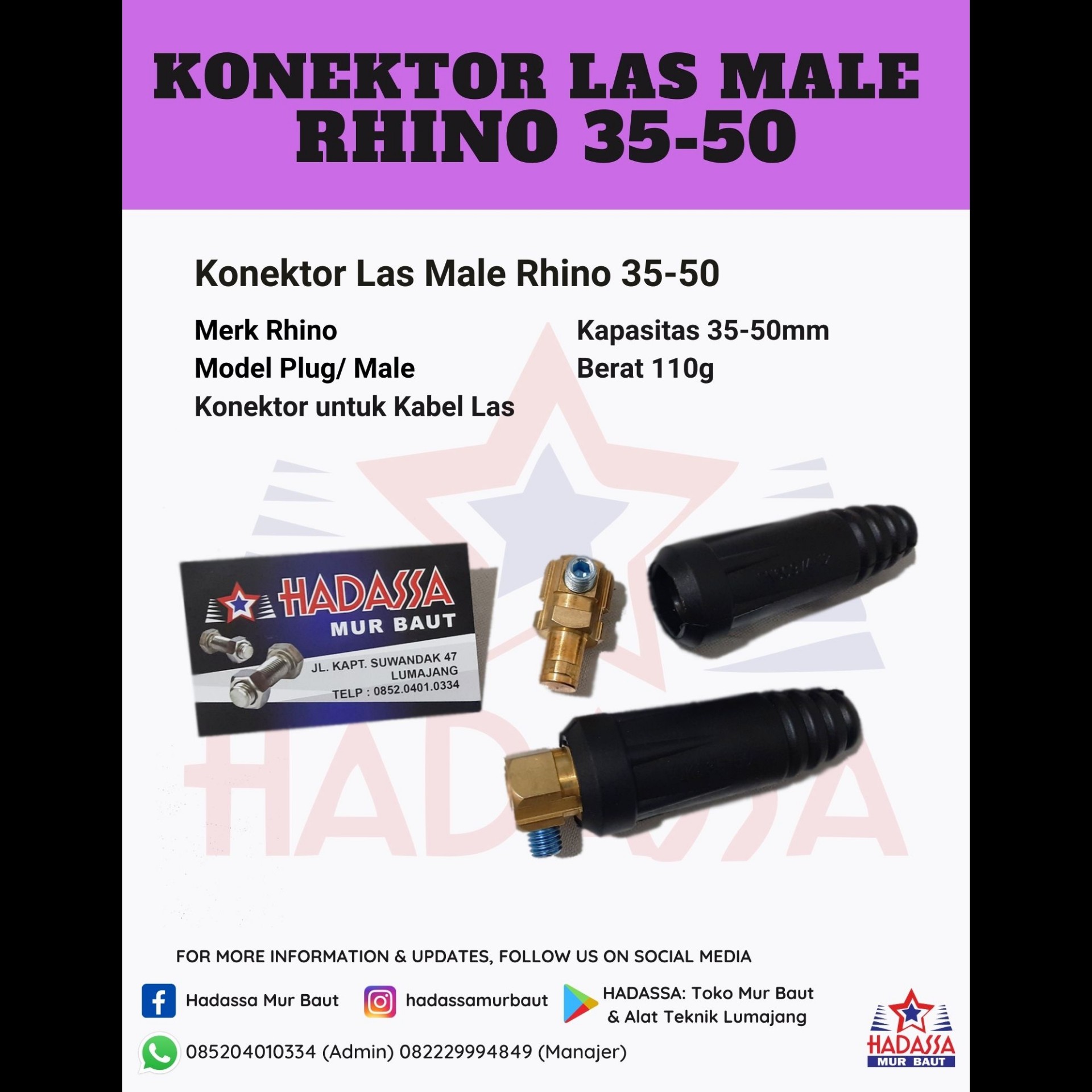 Konektor Las Male Rhino 35-50