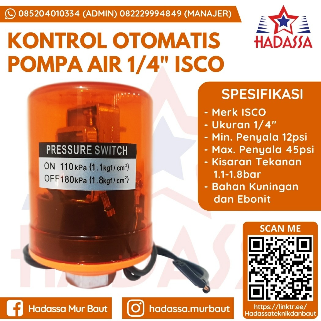 Kontrol Otomatis Pompa Air 1per4 Inci ISCO