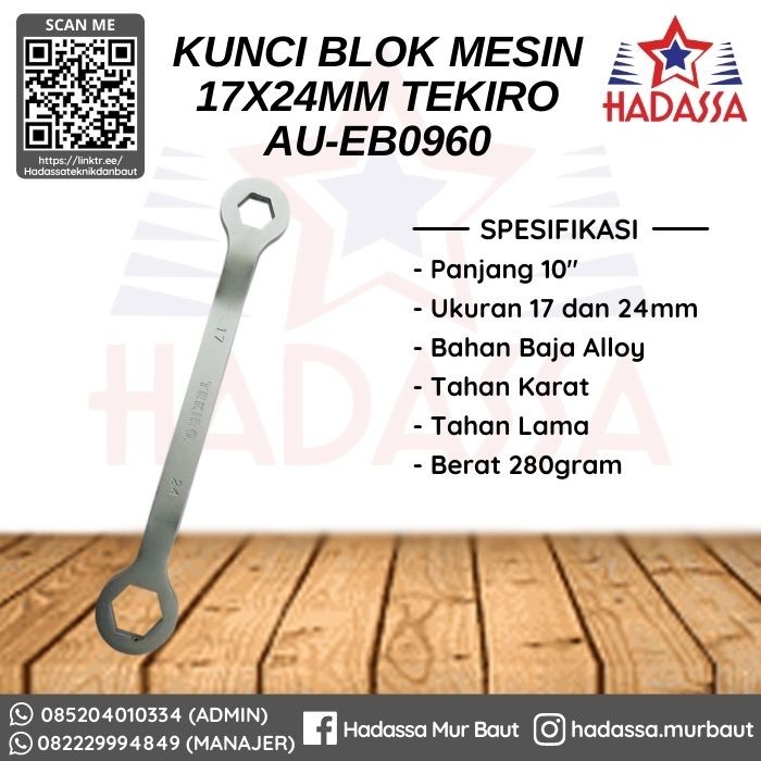 Kunci Blok Mesin 17X24mm Tekiro AU-EB0960