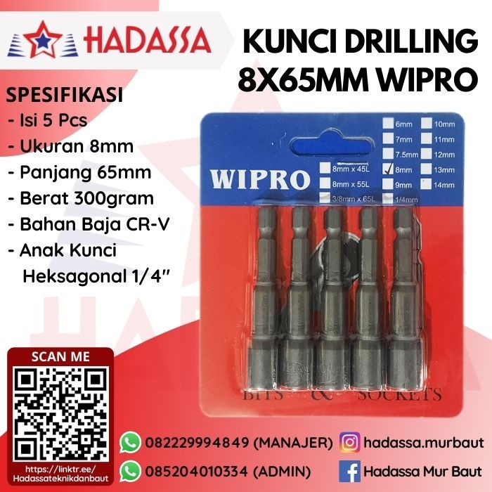 Kunci Drilling 8x65mm Wipro