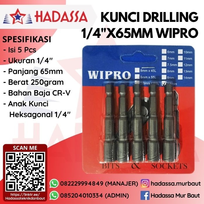 Kunci Drilling Wipro 1per4inciX65mm