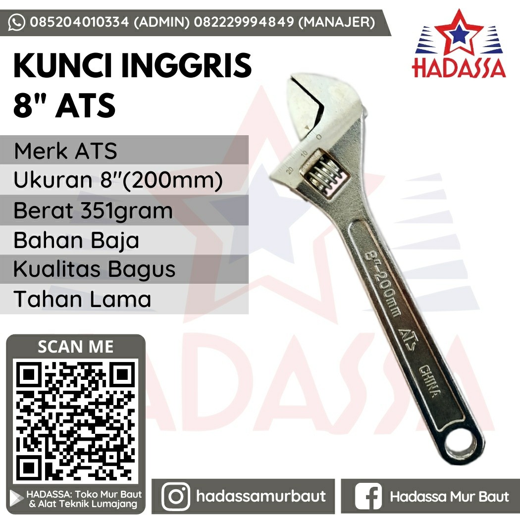 Kunci Inggris 8 Inci ATS