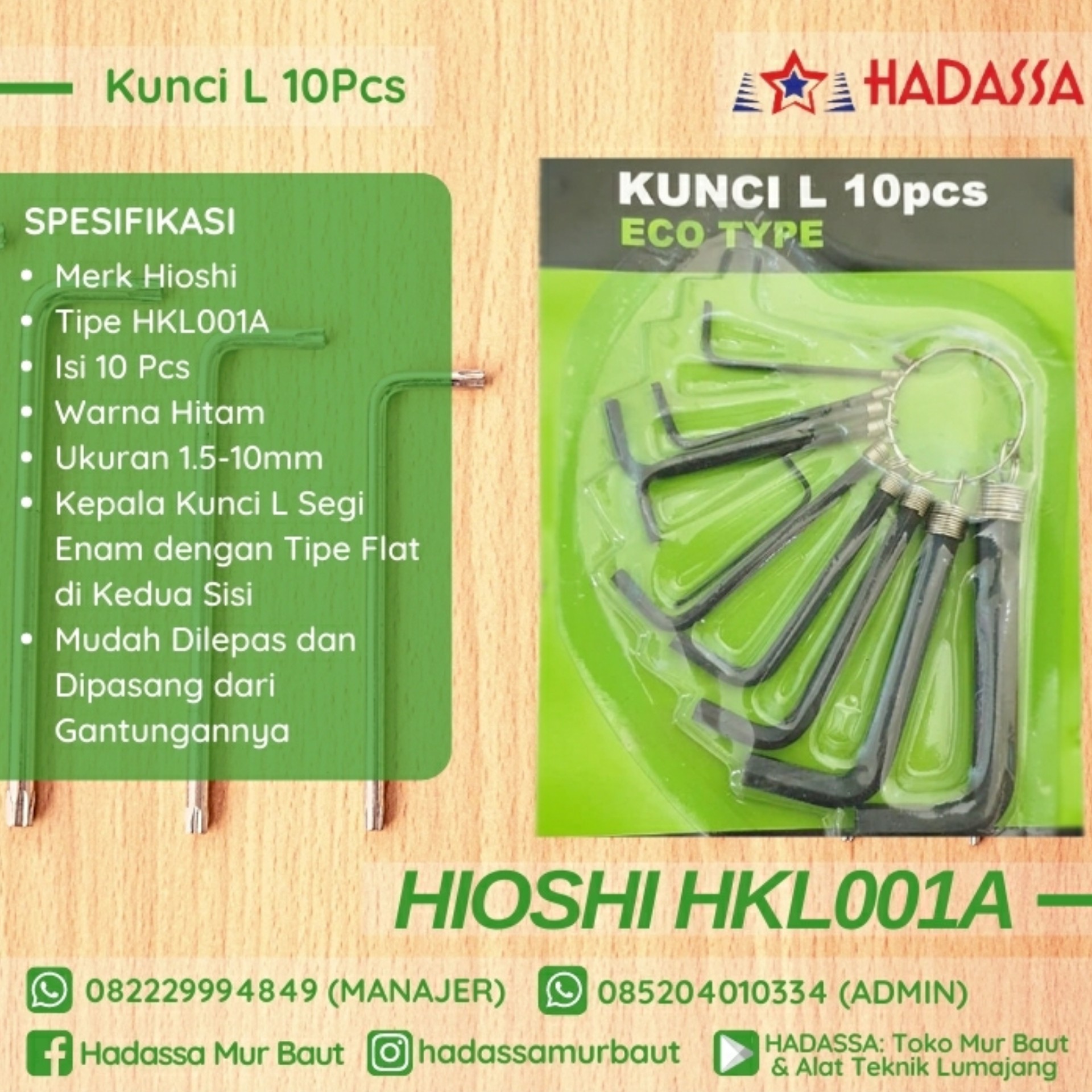 Kunci L 10Pcs Hioshi HKL001A