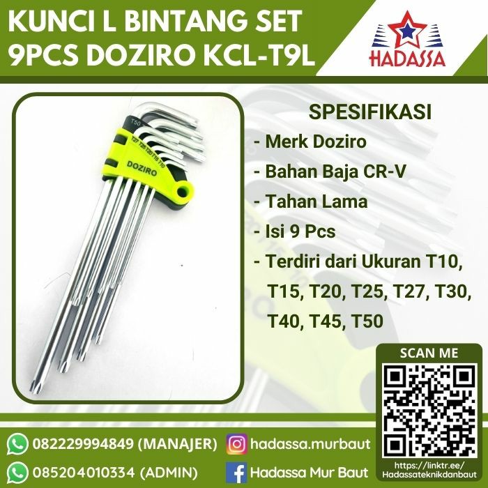 Kunci L Bintang Set 9Pcs Doziro KCL-T9L