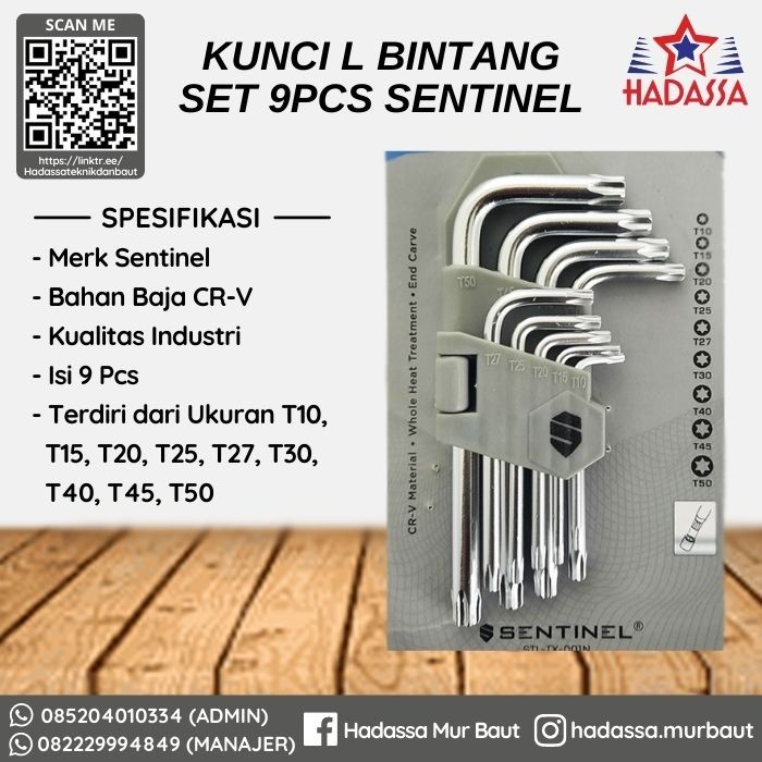 Kunci L Bintang Set 9Pcs Sentinel