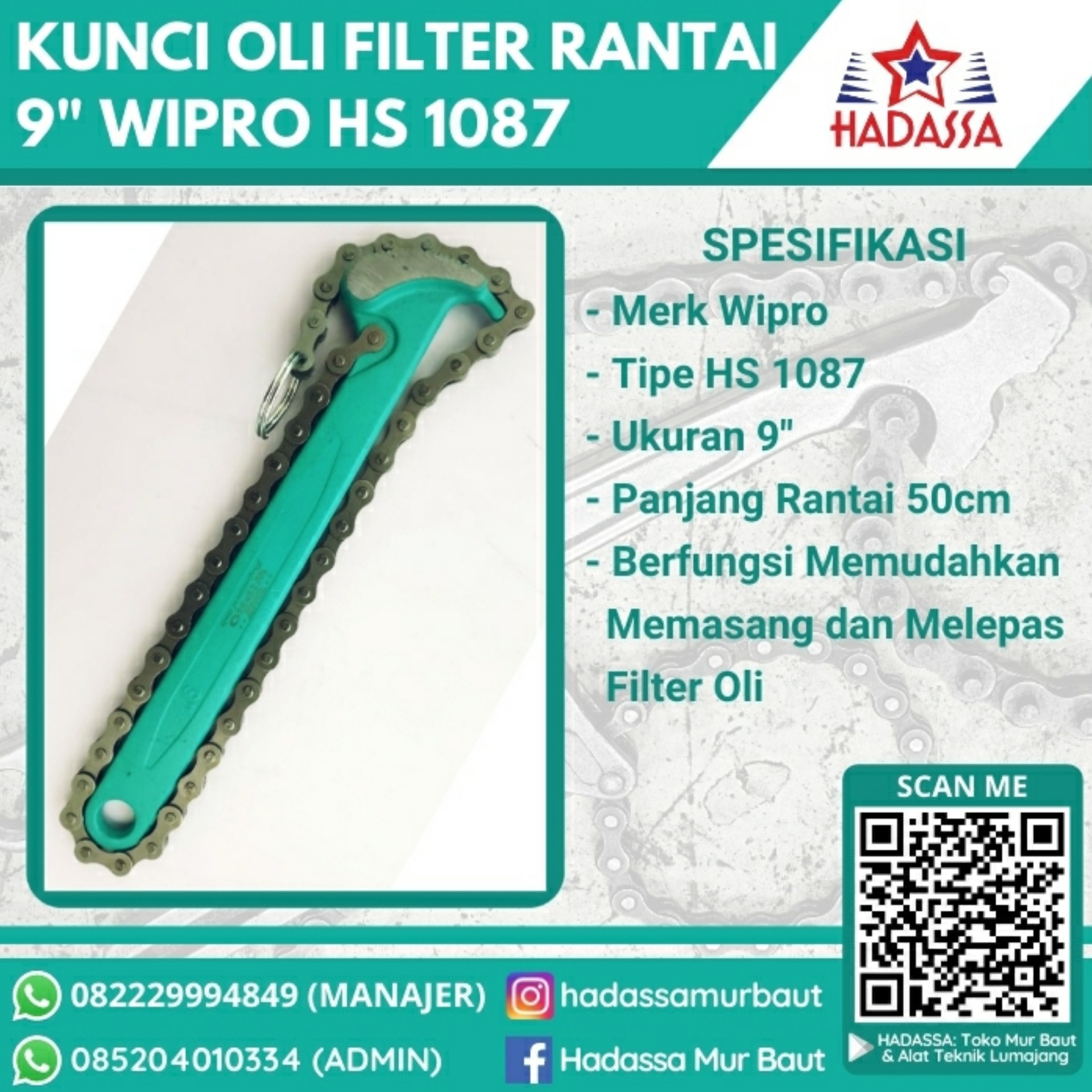 Kunci Oli Filter Rantai Wipro HS 1087