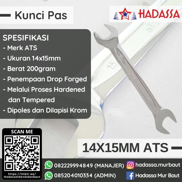 Kunci Pas 14x15mm ATS