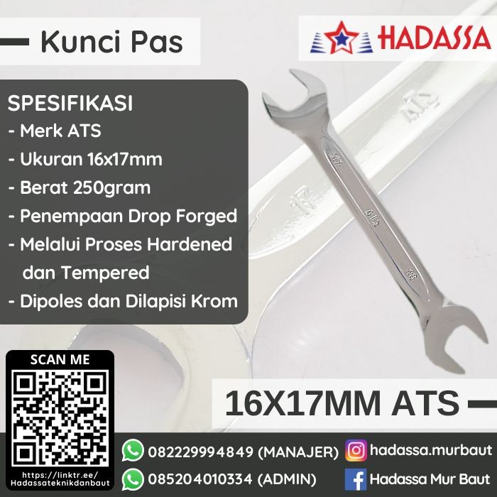 Kunci Pas 16x17mm ATS