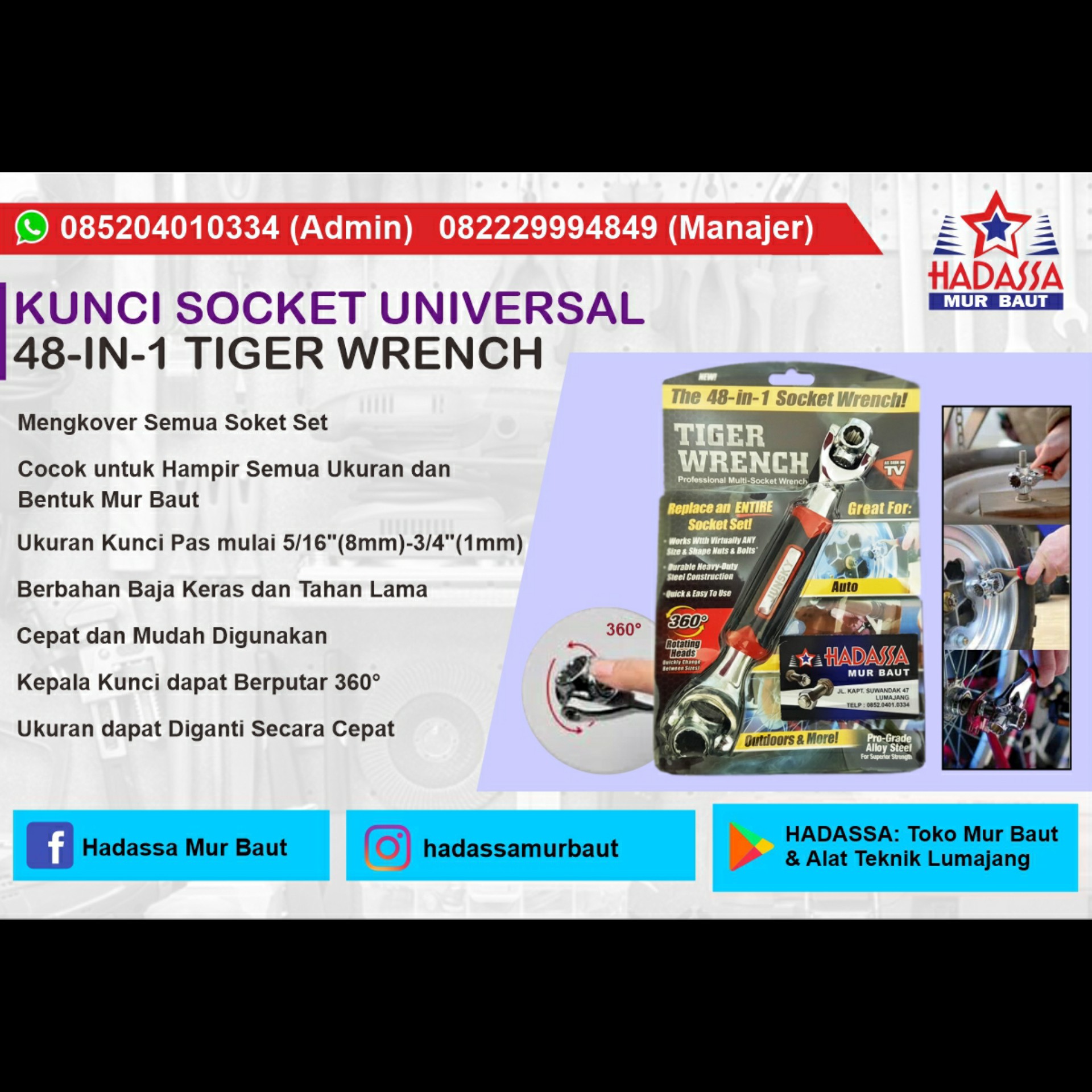 Kunci Socket Universal 48-in-1 Tiger Wrench