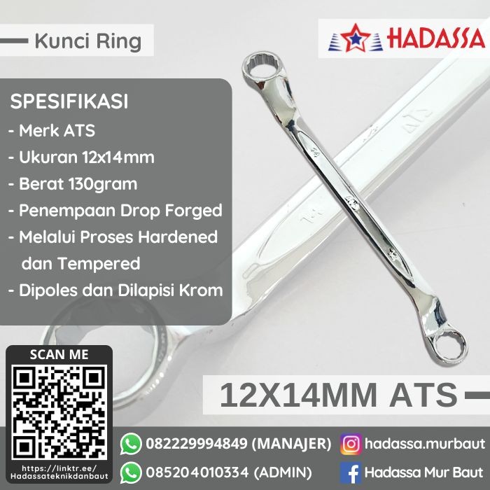 Kunci Ring 12x14mm ATS