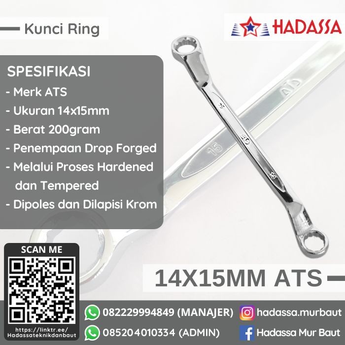 Kunci Ring 14x15mm ATS