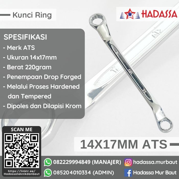 Kunci Ring 14x17mm ATS