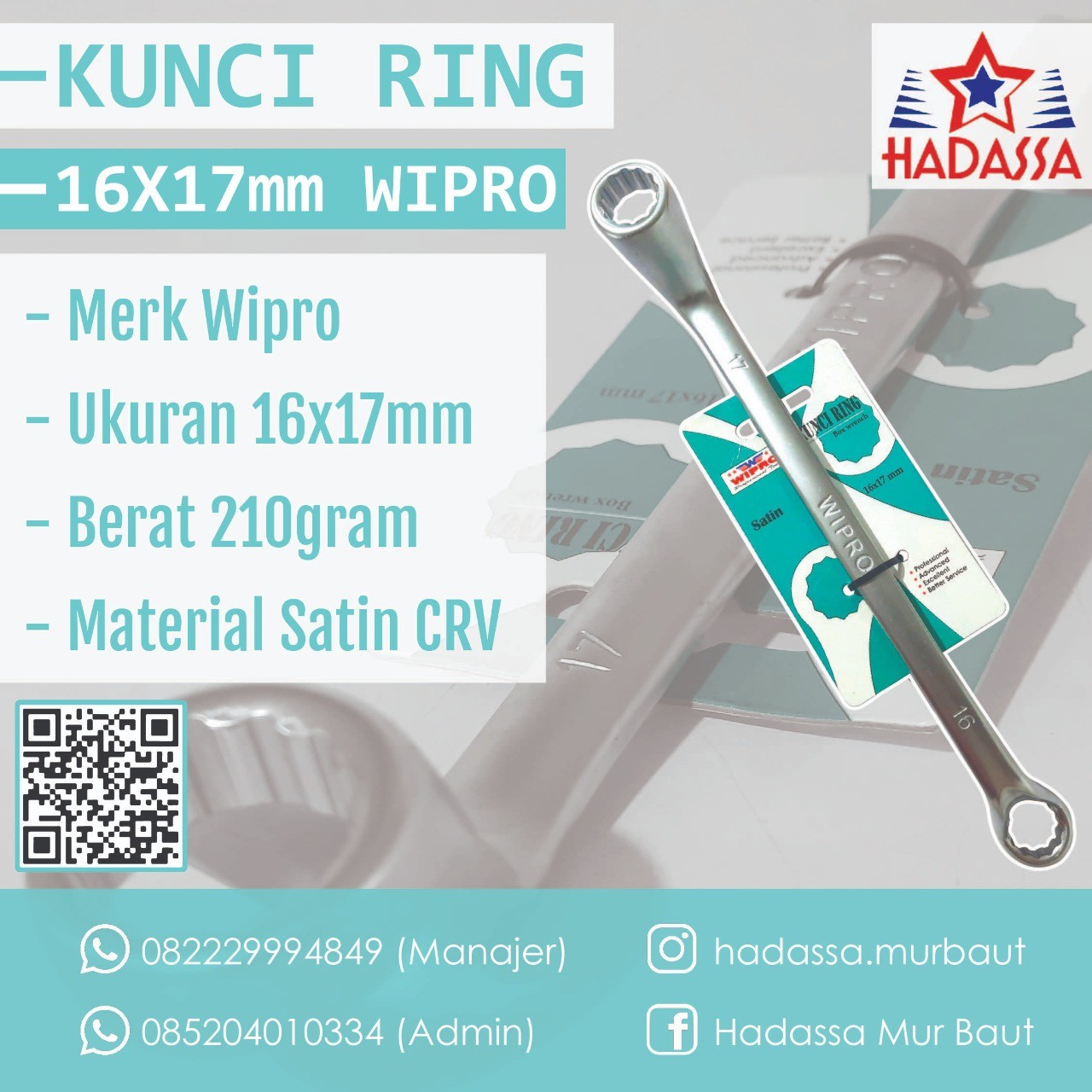 Kunci Ring 16x17 mm Wipro