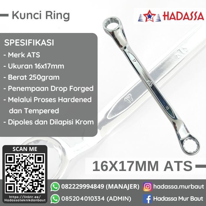 Kunci Ring 16x17mm ATS