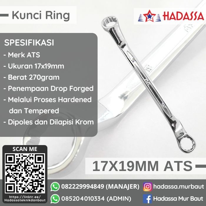 Kunci Ring 17x19mm ATS