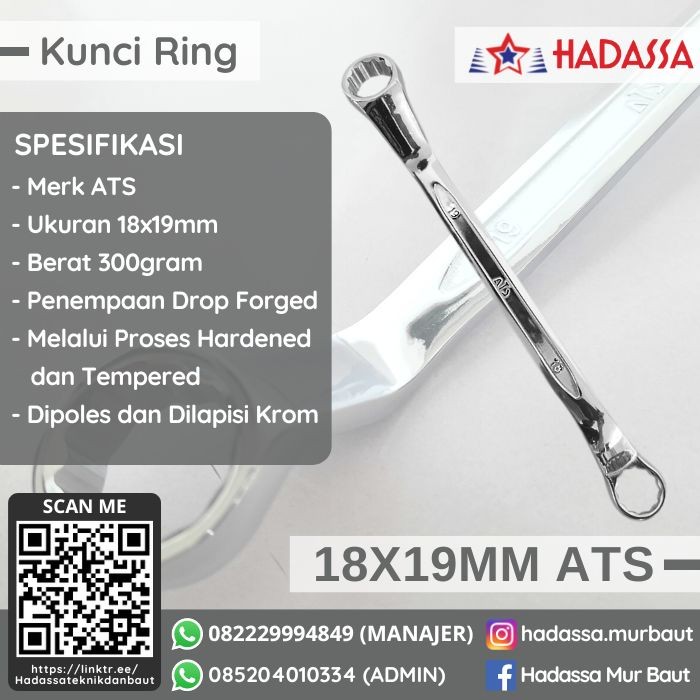 Kunci Ring 18x19mm ATS