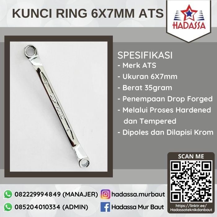 Kunci Ring 6x7mm ATS