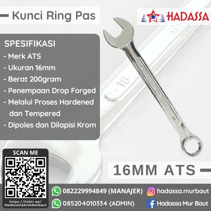 Kunci Ring Pas 16mm ATS