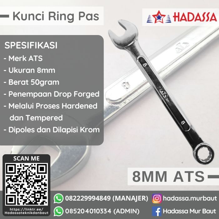 Kunci Ring Pas 8mm ATS