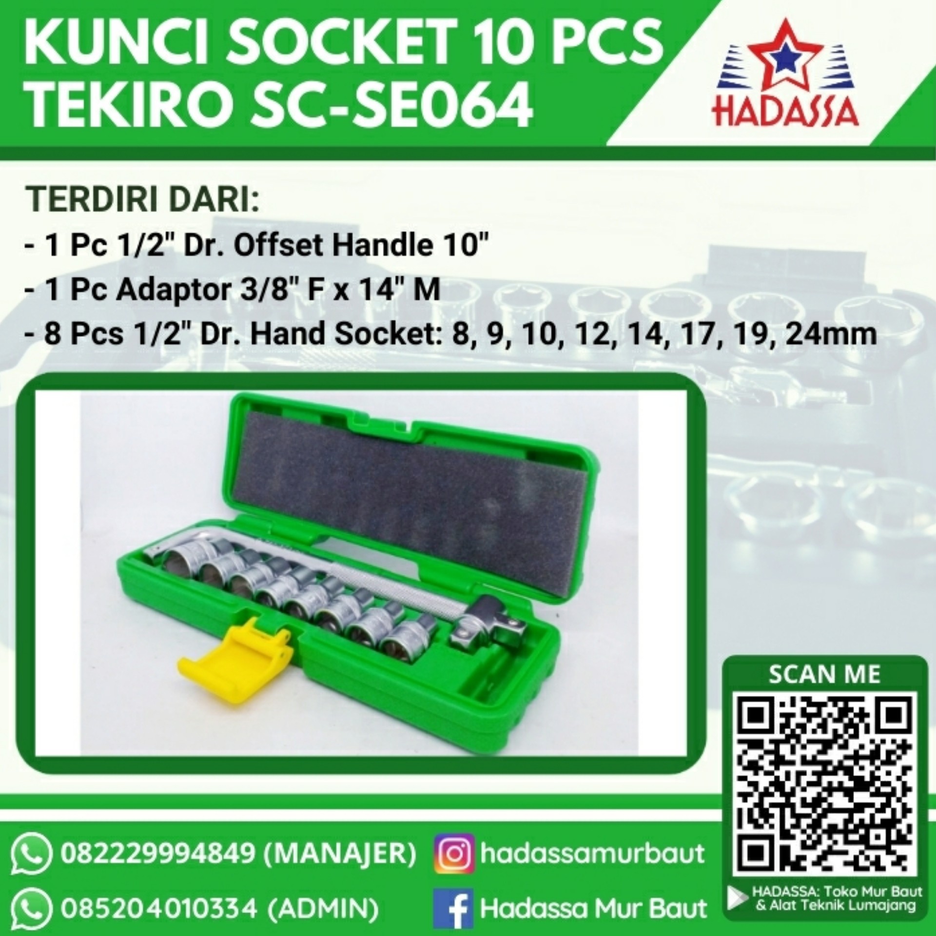 Kunci Socket Set 10 Pcs Tekiro SC-SE064