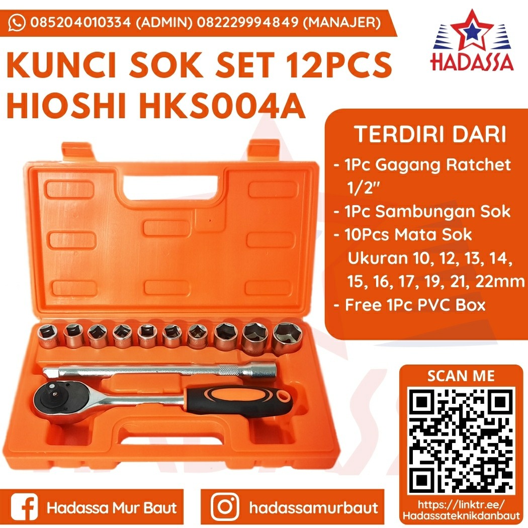 Kunci Sok Set 12pcs Hioshi HKS004A