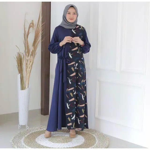 LIVIA DRESS  GAMIS MOTIF CINCIN KOMBINASI