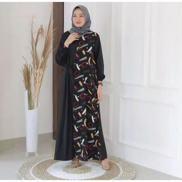 LIVIA DRESS  GAMIS MOTIF CINCIN KOMBINASI 2