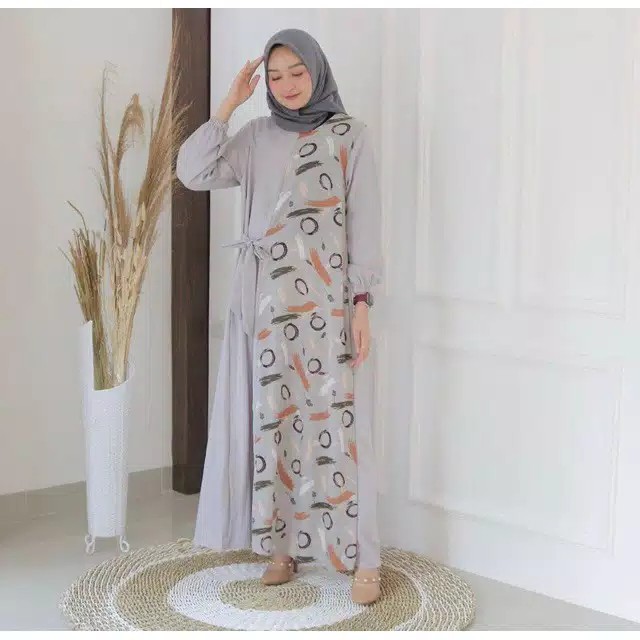 LIVIA DRESS  GAMIS MOTIF CINCIN KOMBINASI 4