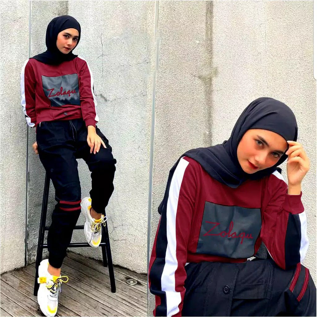 LM Zolaqu One Set Sporty  Baju Setelan Olahraga Senam Training Muslim 3