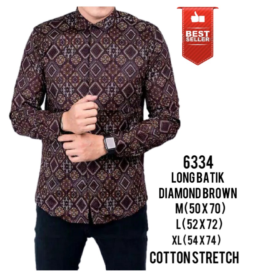 LONG BATIK DIAMOND BROWN COTTON STRETCH - 6334