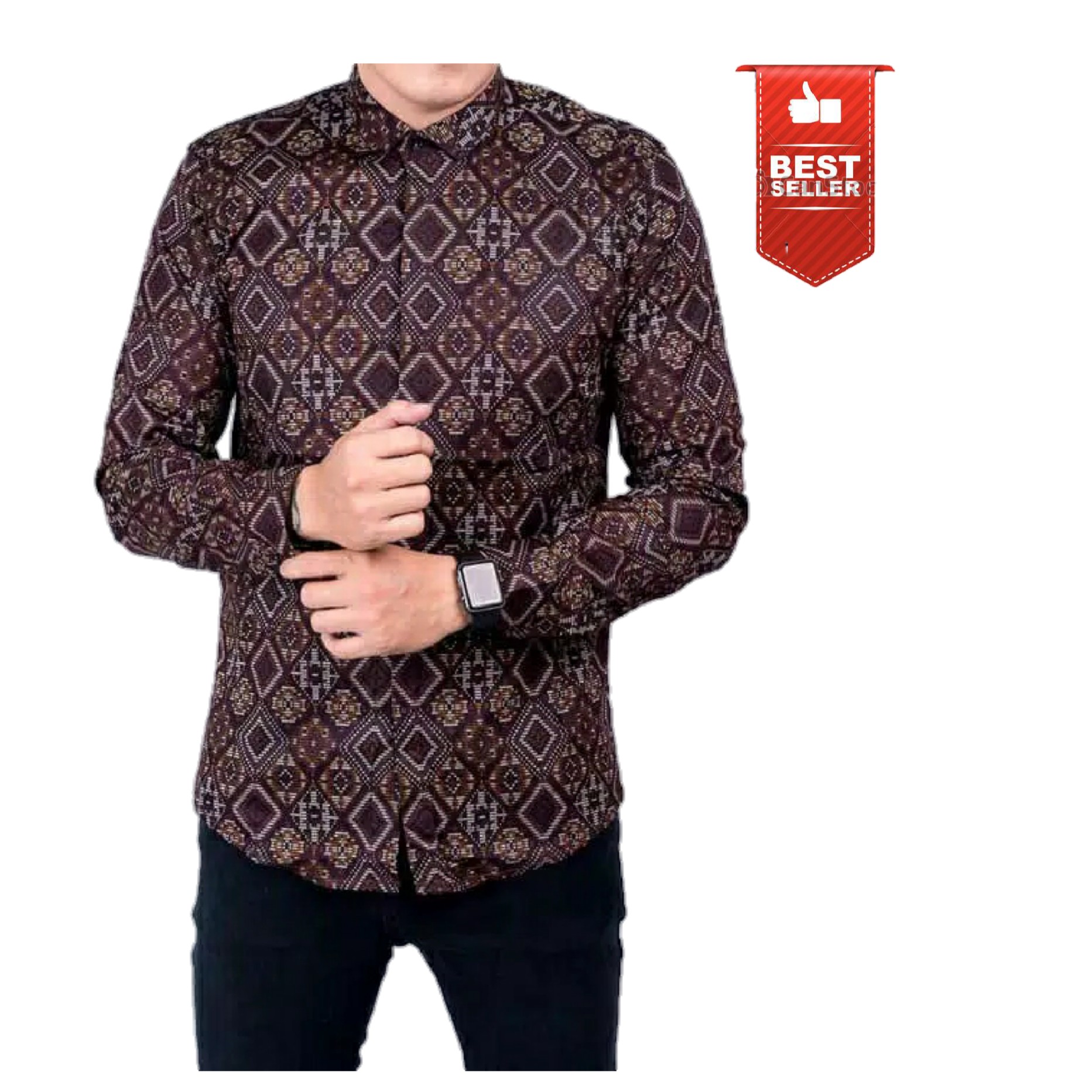 LONG BATIK DIAMOND BROWN COTTON STRETCH - 6334 2