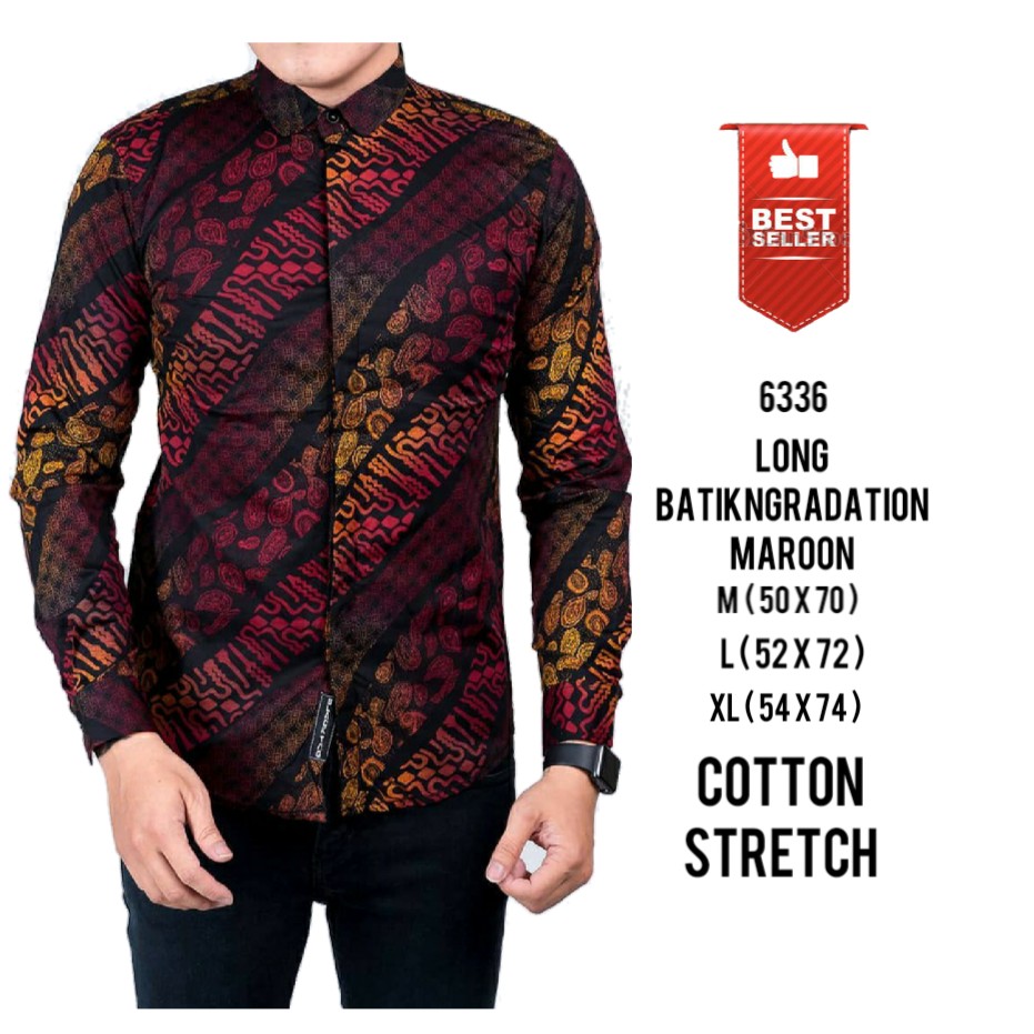 LONG BATIK GRADATION MAROON COTTONN STRETCH - 6336