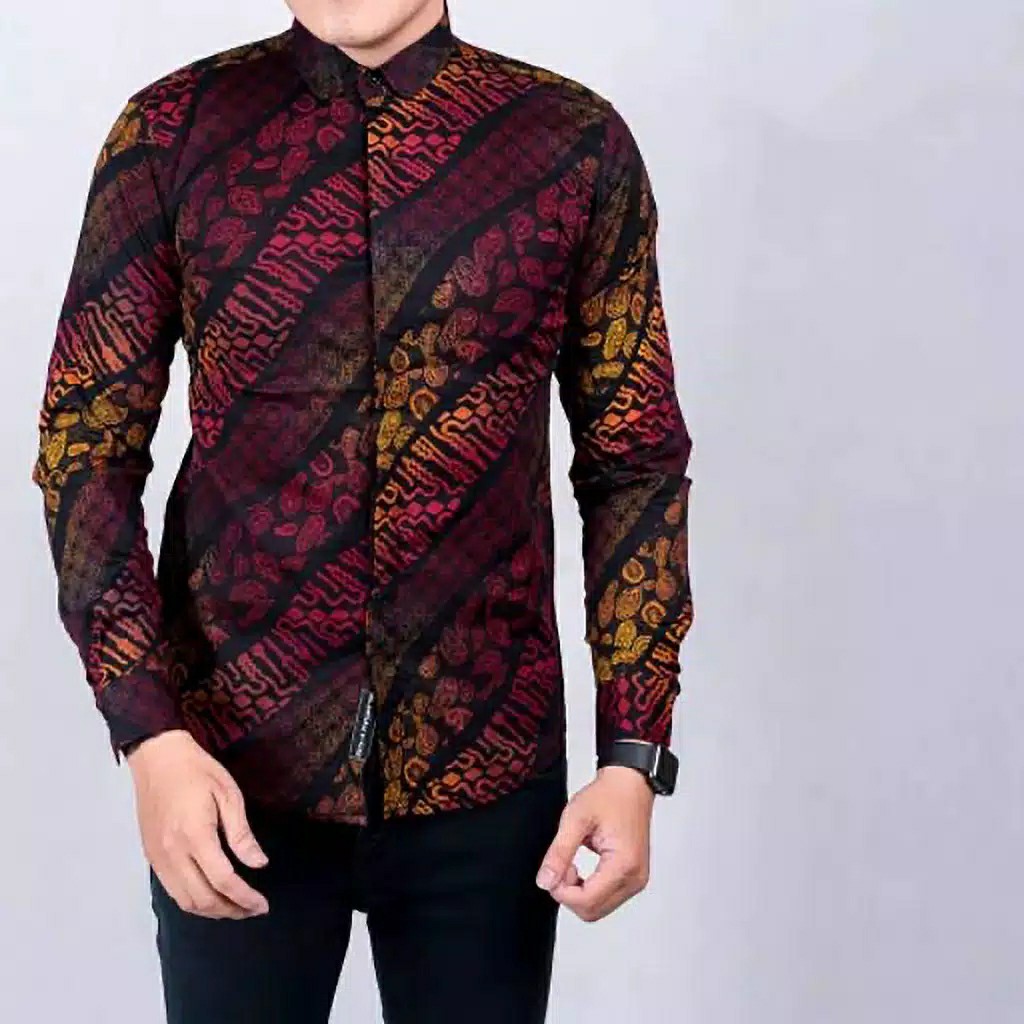 LONG BATIK GRADATION MAROON COTTONN STRETCH - 6336 2