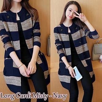 LONG CARDI MISTY Bahan Babytery tebal use pocket  variasi kancing ld