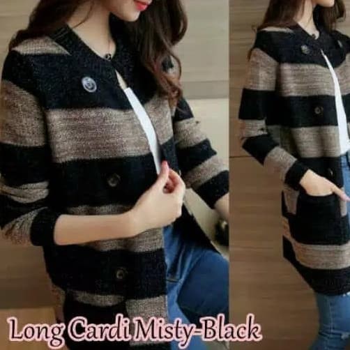 LONG CARDI MISTY Bahan Babytery tebal use pocket  variasi kancing ld 2