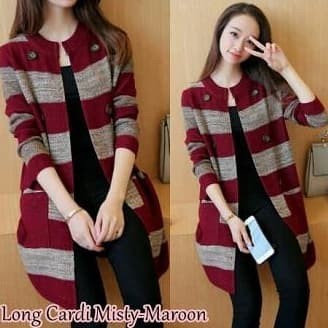 LONG CARDI MISTY Bahan Babytery tebal use pocket  variasi kancing ld 3