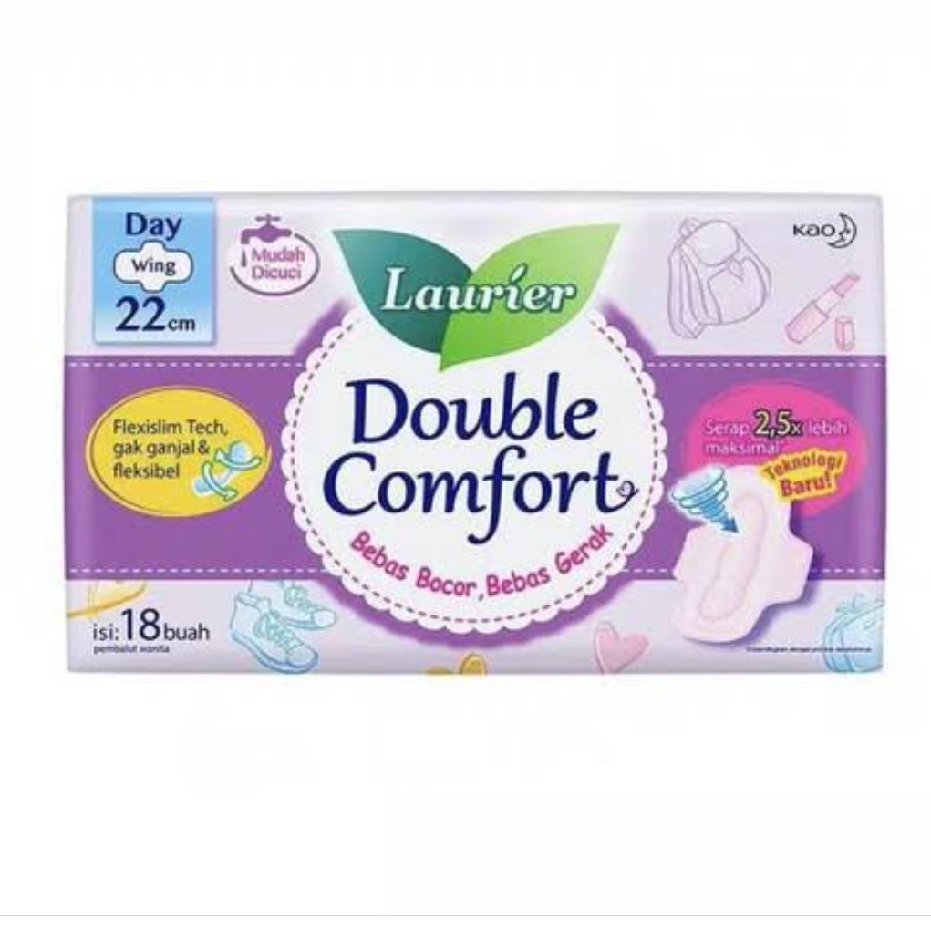 Laurier Double Comfort 22cm Wing 18pads