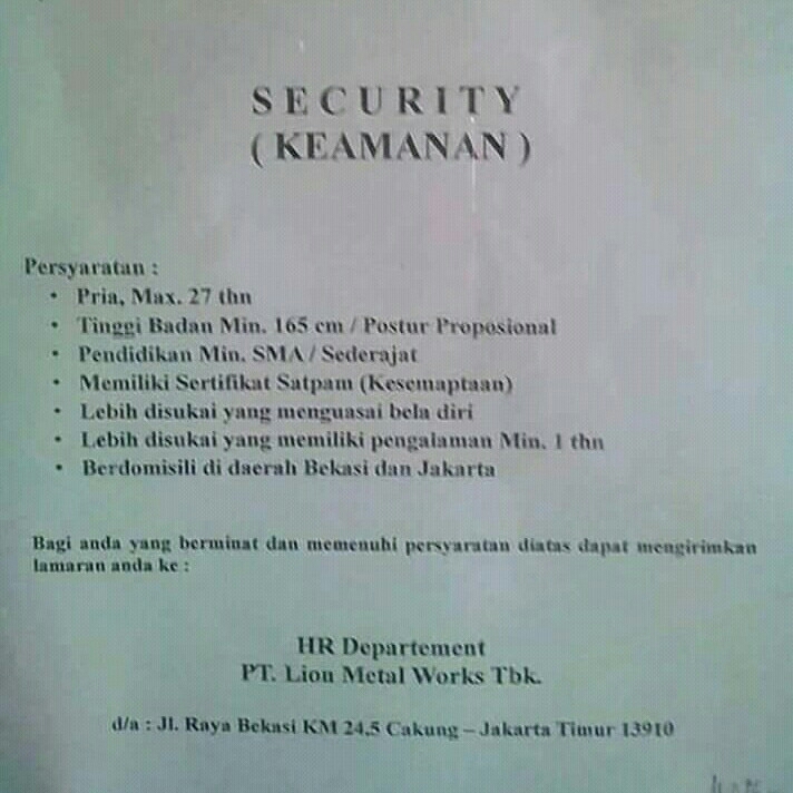 Loker Security Info Lowongan Kerja