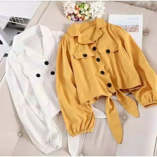 MAGGIE BUTTON  CROP BUTTON BAHAN TWISCONE FIT L 1R