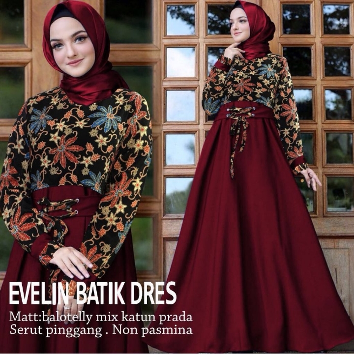 MAXI EVELYN BATIK MAROON