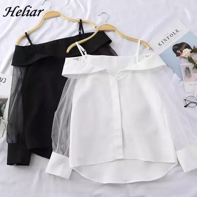 MERIAL TOP  BLOUSE Stok Tinggal Warna PUTIH