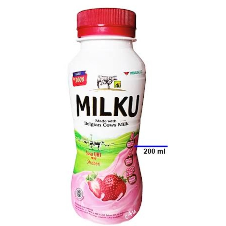 MILKU SUSU UHT RASA SROBERI 200ML