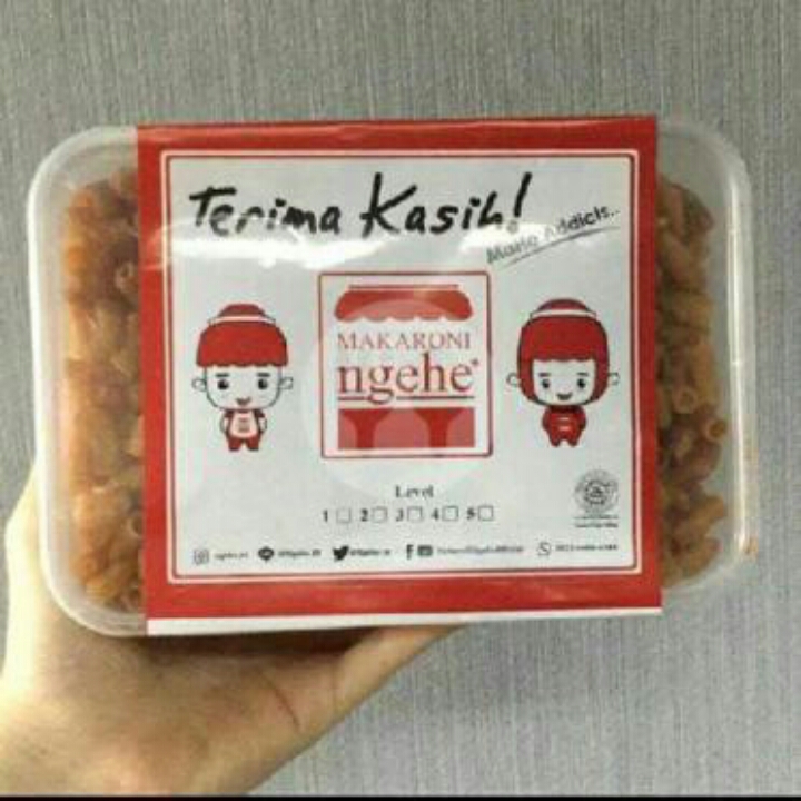 Makaroni Kering Ngehe Balado Pedas Lvl 1-5 Kemasan Tepak300gr