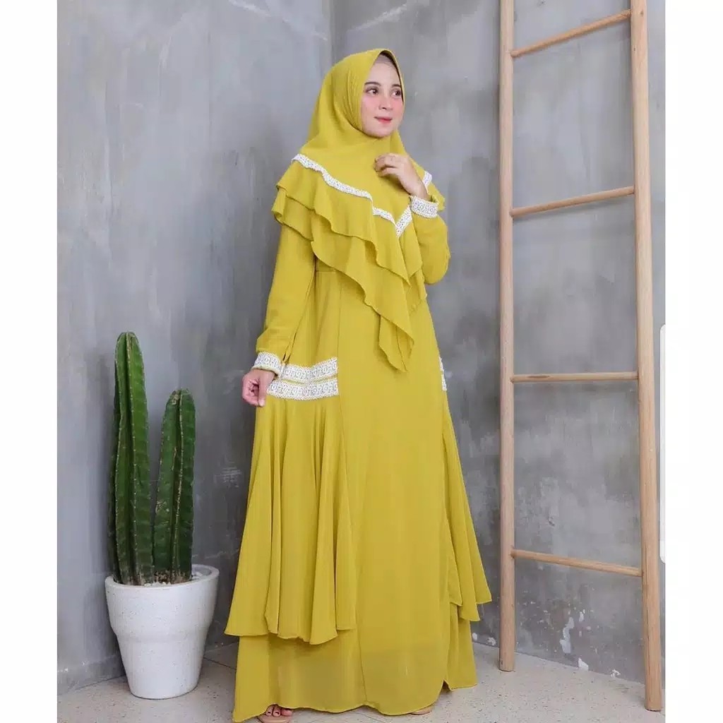 Malika Syari Set  Stephanie aghina Megu Stefani Setelan Khimar  Dres