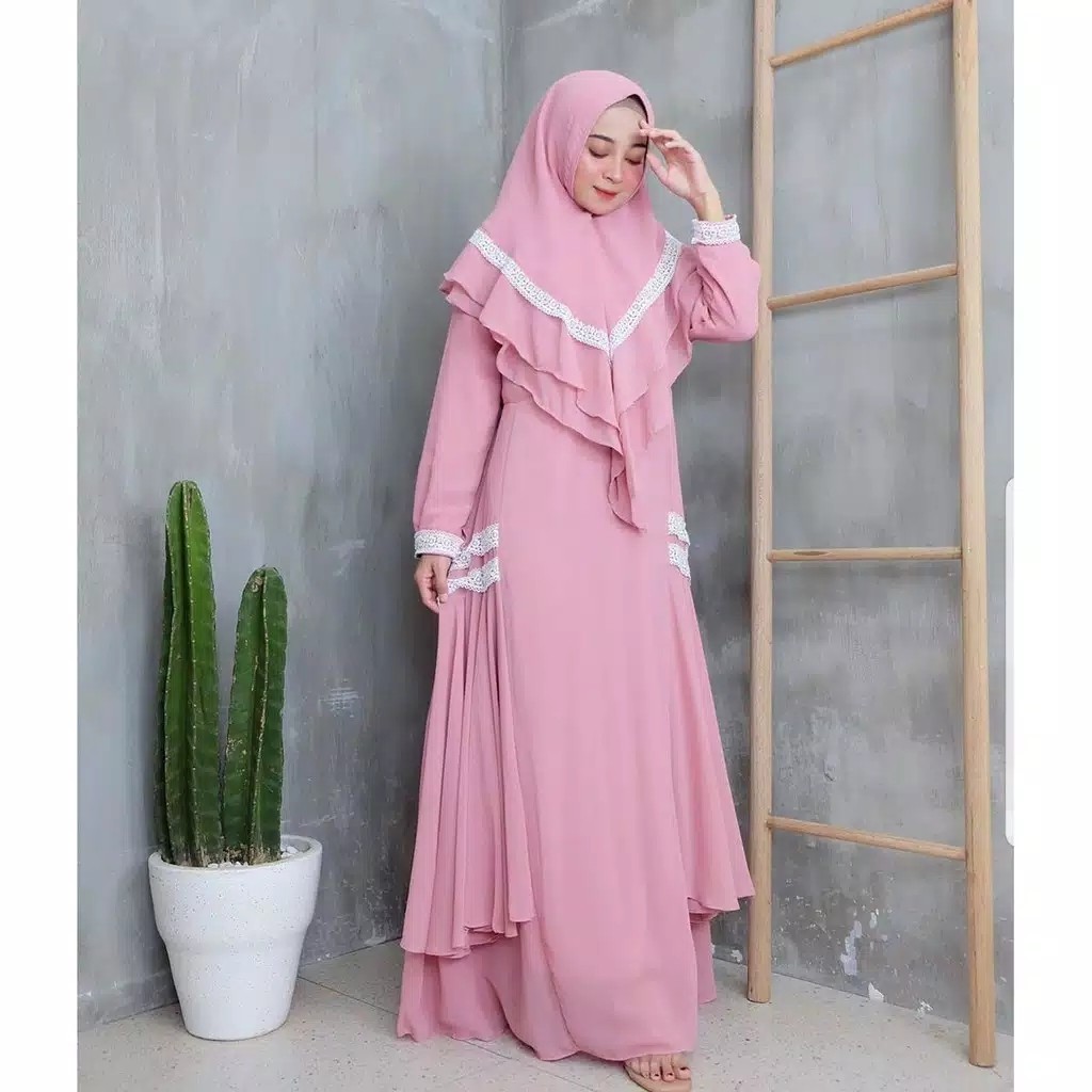 Malika Syari Set  Stephanie aghina Megu Stefani Setelan Khimar  Dres 2