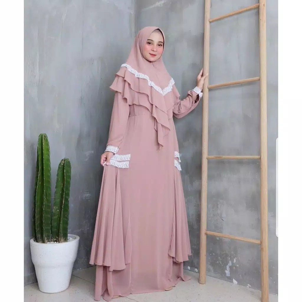 Malika Syari Set  Stephanie aghina Megu Stefani Setelan Khimar  Dres 3