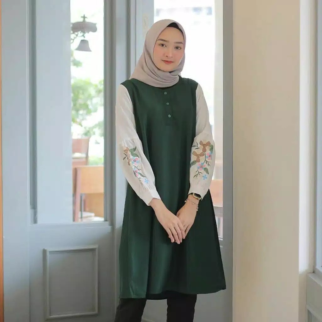 Martha Tunik  Baju Atasan Muslimah  Tunik Kimica Bordir Termurah